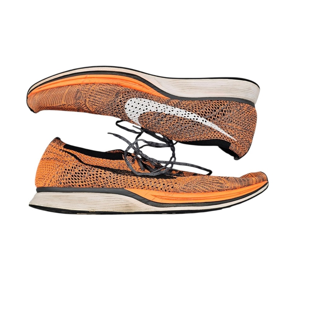 Nike Men's Size 15 Flyknit Racer Orange Athletic Lightweight Running Shoes 2016 - Picture 6 of 8